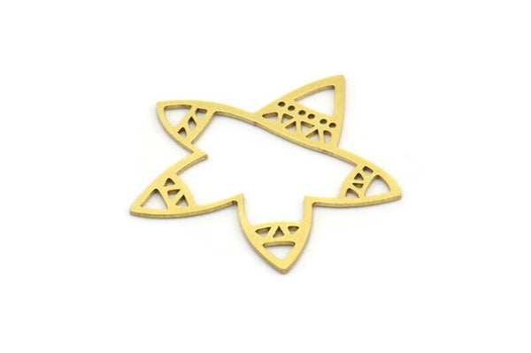 Brass Star Charm, 12 Raw Brass Starfish Charms, Earring Charms (28x31x0.60mm) A3472