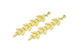 Brass Leaf Charm, 12 Raw Brass Branch Charms With 1 Loop, Charm Pendants (41x9x0.60mm) A3463