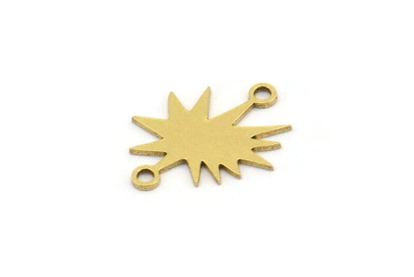 Brass Boom Charm, 24 Raw Brass Explosion Shaped Charms With 2 Loops, Earring Charms, Connectors (16x12x0.60mm) A3415
