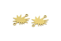 Brass Boom Charm, 24 Raw Brass Explosion Shaped Charms With 2 Loops, Earring Charms, Connectors (16x12x0.60mm) A3415