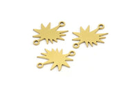 Brass Boom Charm, 24 Raw Brass Explosion Shaped Charms With 2 Loops, Earring Charms, Connectors (16x12x0.60mm) A3415