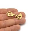 Brass Irregular Charm, 12 Raw Brass Crescent Moon And Cloud Patterned Irregular Shaped Charms With 1 Loop, Findings (24x16x0.60mm) A3484