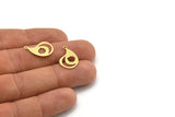 Brass Irregular Charm, 24 Raw Brass Crescent Moon And Cloud Patterned Irregular Shaped Charms With 1 Loop, Findings (19x13x0.60mm) A3482
