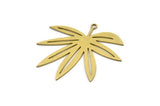 Brass Leaf Charm, 6 Raw Brass Leaf Shaped Charms With 1 Loop, Charm Pendants (32x34x0.60mm) A3401