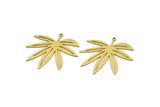 Brass Leaf Charm, 6 Raw Brass Leaf Shaped Charms With 1 Loop, Charm Pendants (32x34x0.60mm) A3401