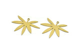 Brass Leaf Charm, 8 Raw Brass Leaf Shaped Charms With 1 Loop, Charm Pendants (26x34x0.60mm) A3399