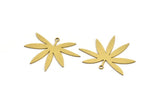 Brass Leaf Charm, 8 Raw Brass Leaf Shaped Charms With 1 Loop, Charm Pendants (26x34x0.60mm) A3399