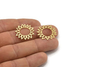 Pirinç Çiçek Tılsımı, 12 Ham Pirinç Ayçiçeği Tılsımı, Küpe Tılsımı (25x23x0,60 mm) A3467