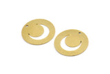 Brass Moon Charm, 8 Raw Brass Crescent Moon Charms With 1 Hole, Round Moon Charms (22x0.80mm) A3417