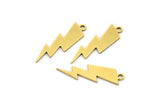 Brass Lightning Charm, 24 Raw Brass Lightning Charms With 1 Loop, Earring Charms, Findings (23x7x0.60mm) A3440