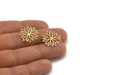Brass Flower Charm, 12 Raw Brass Flower Charms, Charm Pendants (22x20x0.60mm) A3474