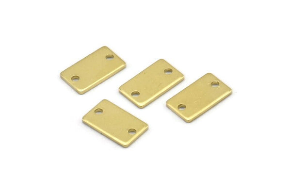 Brass Rectangle Charm, 24 Raw Brass Rectangle Charms With 2 Holes, Connectors (10x6x0.80mm) M03376