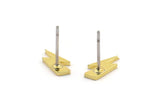 Pirinç Küpe, 12 Ham Pirinç Şimşek Çivi Küpe (9x5x1mm) A3937