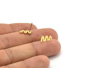 Earring Studs, 10 Raw Brass - Squiggly Shaped Earrings - Brass Earrings - Earrings (12x6x1mm) A3918