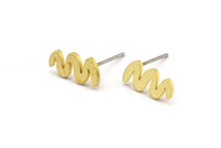 Küpe Çivisi, 10 Ham Pirinç - Kıvrımlı Şekilli Küpeler - Pirinç Küpeler - Küpeler (12x6x1mm) A3918
