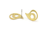 Earring Studs, 8 Raw Brass Crescent Moon And Cloud Patterned Irregular Shaped Stud Earrings - Brass Earrings - Earrings (18x13x0.60mm) A3509