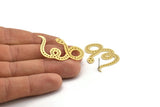 Brass Snake Earring, 4 Raw Brass Snake Stud Earrings (42x27x0.60mm) A3204