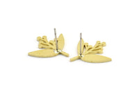 Brass Flower Earring, 8 Raw Brass Flower Shaped Stud Earrings (18x19x1mm) A3531