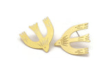 Brass Bird Earring, 4 Raw Brass Bird Stud Earrings (28x31x0.60mm) A3706