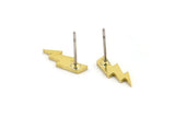 Pirinç Küpe, 12 Ham Pirinç Şimşek Çivi Küpe (13x5x1mm) A3927