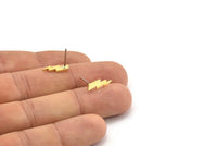 Pirinç Küpe, 12 Ham Pirinç Şimşek Çivi Küpe (13x5x1mm) A3927