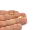 Pirinç Küpe, 12 Ham Pirinç Şimşek Çivi Küpe (13x5x1mm) A3927