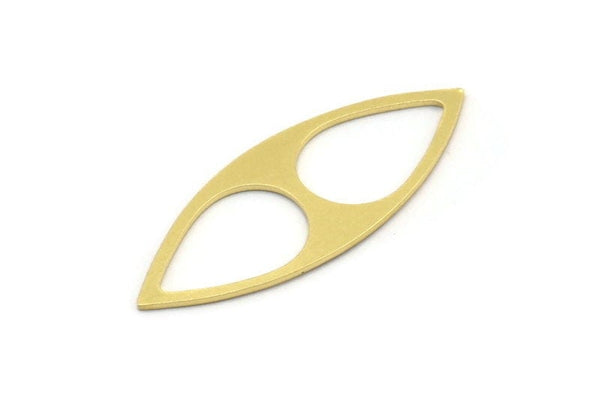 Brass Marquise Charm, 12 Raw Brass Drop Pattarned Marquise Shaped Charms, Connectors, Blanks (39x15x0.80mm) A3934