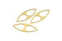 Brass Marquise Charm, 12 Raw Brass Drop Pattarned Marquise Shaped Charms, Connectors, Blanks (39x15x0.80mm) A3934