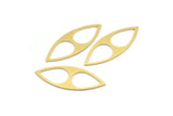 Brass Marquise Charm, 12 Raw Brass Drop Pattarned Marquise Shaped Charms, Connectors, Blanks (39x15x0.80mm) A3934