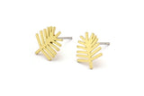 Brass Leaf Earring, 10 Raw Brass Leaf Shaped Stud Earrings, Findings (12x10x0.60mm) A3939