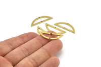Yarım Daire Charm, 2 Delikli 12 Ham Pirinç Yarım Ay Bağlantı Parçası (29x9x1mm) A3622