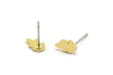 Brass Fire Earring, 12 Raw Brass Fire Shaped Stud Earrings (8x5x1mm) A3851