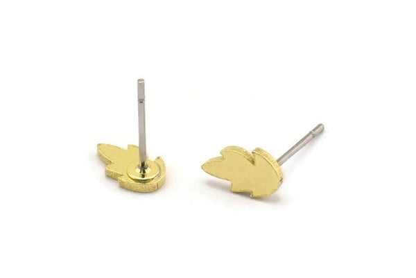 Brass Fire Earring, 12 Raw Brass Fire Shaped Stud Earrings (8x5x1mm) A3851
