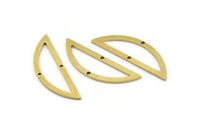 Semi Circle Charm, 12 Raw Brass Half Moon Connectors With 2 Holes (33x10x1mm) A3625