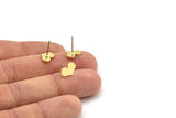 Brass Heart Earring, 12 Raw Brass Heart Shaped Stud Earrings (7x10x1mm) A3855