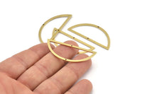 Yarım Daire Charm, 2 Delikli 10 Ham Pirinç Yarım Ay Bağlantı Parçası (45x18x1mm) A3617