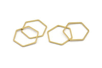 Brass Hexagon Charm, 24 Raw Brass Hexagon Connector Rings (26x24x1mm) A3540