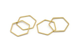 Brass Hexagon Charm, 24 Raw Brass Hexagon Connector Rings (26x24x1mm) A3540
