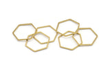 Brass Hexagon Charm, 24 Raw Brass Hexagon Connector Rings (26x24x1mm) A3540