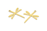 Brass Dragonfly Charm, 24 Raw Brass Dragonfly Charms With 1 Loop (27x22x0.60mm) A3648