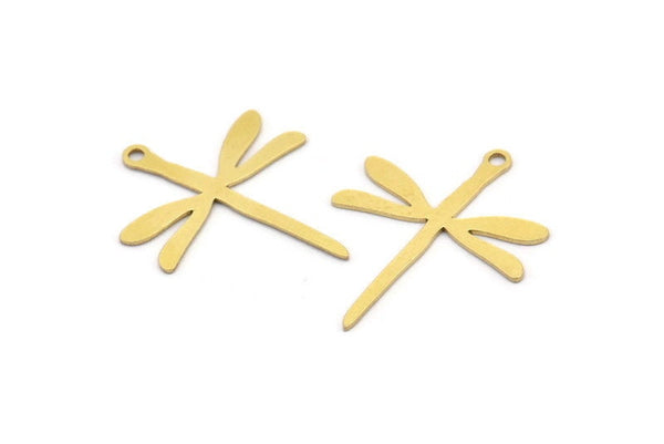Brass Dragonfly Charm, 24 Raw Brass Dragonfly Charms With 1 Loop (27x22x0.60mm) A3648