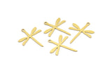 Brass Dragonfly Charm, 24 Raw Brass Dragonfly Charms With 1 Loop (27x22x0.60mm) A3648