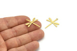 Brass Dragonfly Charm, 24 Raw Brass Dragonfly Charms With 1 Loop (27x22x0.60mm) A3648