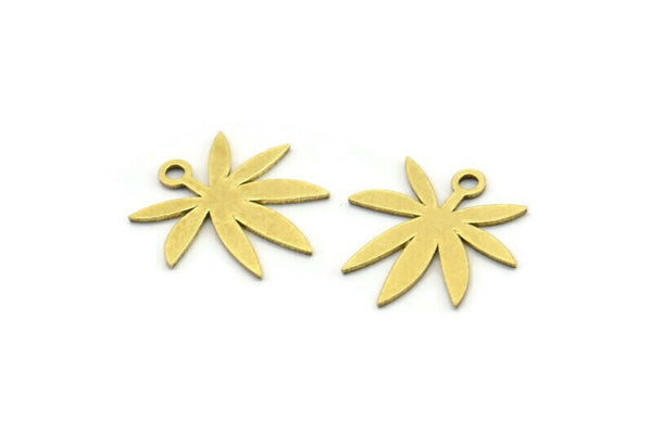 Brass Leaf Charm, 24 Raw Brass Leaf Charms With 1 Loop, Charm Pendants (14x0.60mm) A3588