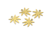 Brass Leaf Charm, 24 Raw Brass Leaf Charms With 1 Loop, Charm Pendants (14x0.60mm) A3588