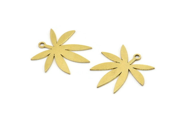 Brass Leaf Charm, 24 Raw Brass Leaf Charms With 1 Loop, Charm Pendants (21x0.60mm) A3590