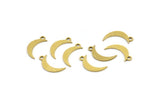 Brass Moon Charm, 50 Raw Brass Crescent Moon Charms With 1 Loop (14x3x0.60mm) A3640