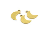 Brass Moon Charm, 50 Raw Brass Crescent Moon Charms With 1 Loop (12x5x0.60mm) A3643