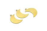 Brass Moon Charm, 12 Raw Brass Crescent Moon Charms With 1 Loop (19x8x0.60mm) A3637