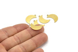 Brass Moon Charm, 12 Raw Brass Crescent Moon Charms With 1 Loop (19x8x0.60mm) A3637